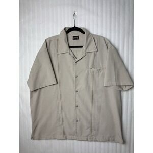 Steady Clothing Mens XL Button Up Shirt Tan Retro Bowling Rockabilly Lounge USA